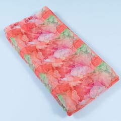 Orange Colour Organza Digital Printed Fabric