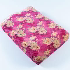 Pink Colour Velvet Print with Multi Colour Saroaski Embroidered Fabric