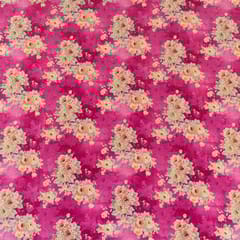 Pink Colour Velvet Print with Multi Colour Saroaski Embroidered Fabric