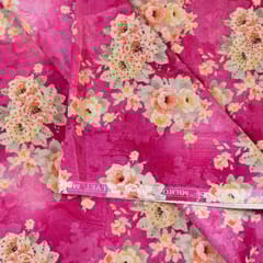 Pink Colour Velvet Print with Multi Colour Saroaski Embroidered Fabric