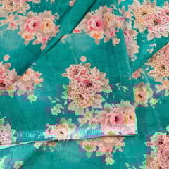 Firozi Colour Velvet Print with Multi Colour Saroaski Embroidered Fabric