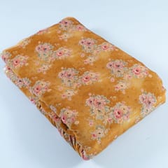 Mustard Colour Velvet Print with Multi Colour Saroaski Embroidered Fabric