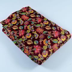 Brown Colour Velvet Digital Printed Fabric