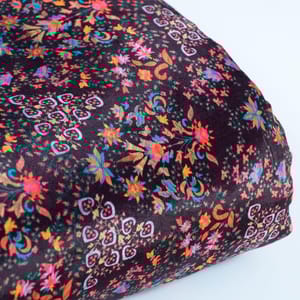 Coffee Colour Velvet Digital Printed Fabric