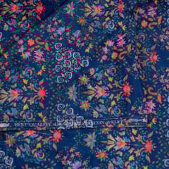 Blue Colour Velvet Digital Printed Fabric