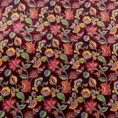 Brown Colour Velvet Digital Printed Fabric