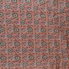 Rust Colour Modal Chanderi Foil Printed Fabric