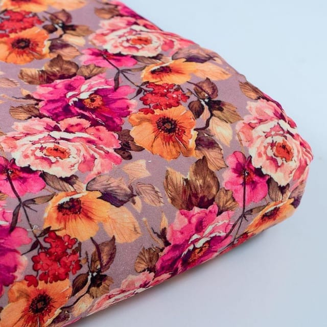 Multi Colour Velvet Digital Printed Fabric