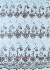 White Dyeable Net Embroidered Fabric