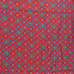 Red Colour Dola Silk Digital Printed Fabric