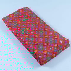 Red Colour Dola Silk Digital Printed Fabric