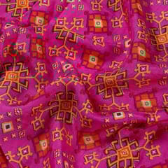 Majenta Colour Dola Silk Digital Printed Fabric