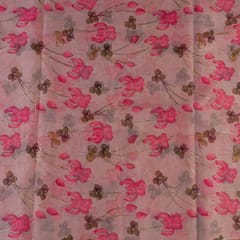 Pink Colour Foil Organza Printed Fabric