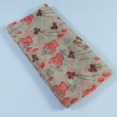 Green Colour Foil Organza Printed Fabric