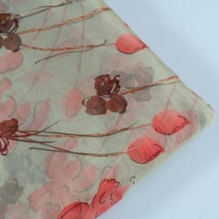 Green Colour Foil Organza Printed Fabric