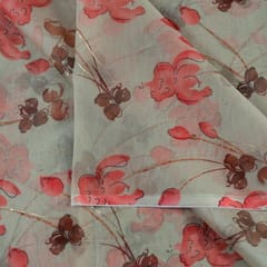 Green Colour Foil Organza Printed Fabric