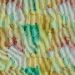 Yellow Colour Pleated Satin Printed Fabric