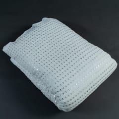 White Dyeable Georgette Faux Mirror Embroidered Fabric