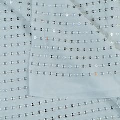 White Dyeable Georgette Faux Mirror Embroidered Fabric