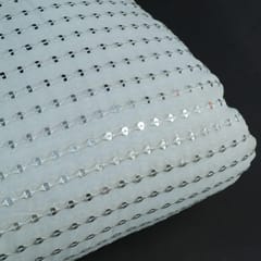 White Dyeable Georgette Faux Mirror Embroidered Fabric