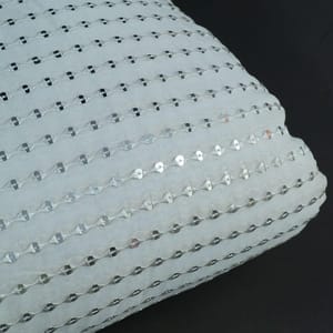 White Dyeable Georgette Faux Mirror Embroidered Fabric