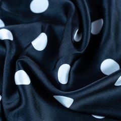 Black Colour Zara Satin Printed Fabric