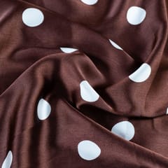 Brown Colour Zara Satin Printed Fabric