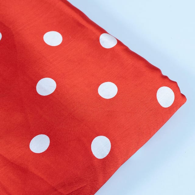 Red Colour Zara Satin Printed Fabric