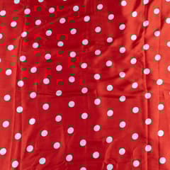 Red Colour Zara Satin Printed Fabric