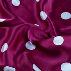 Wine Colour Zara Satin Printed Fabric