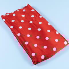 Red Colour Zara Satin Printed Fabric