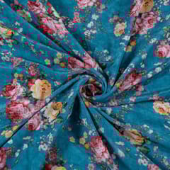 Firozi Colour Velvet Digital Printed Fabric