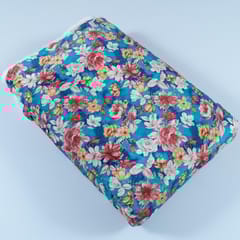 Blue Colour Velvet Digital Printed Fabric