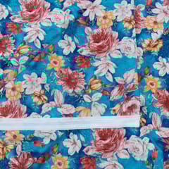 Blue Colour Velvet Digital Printed Fabric