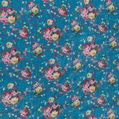 Firozi Colour Velvet Digital Printed Fabric