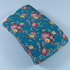 Firozi Colour Velvet Digital Printed Fabric