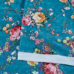 Firozi Colour Velvet Digital Printed Fabric