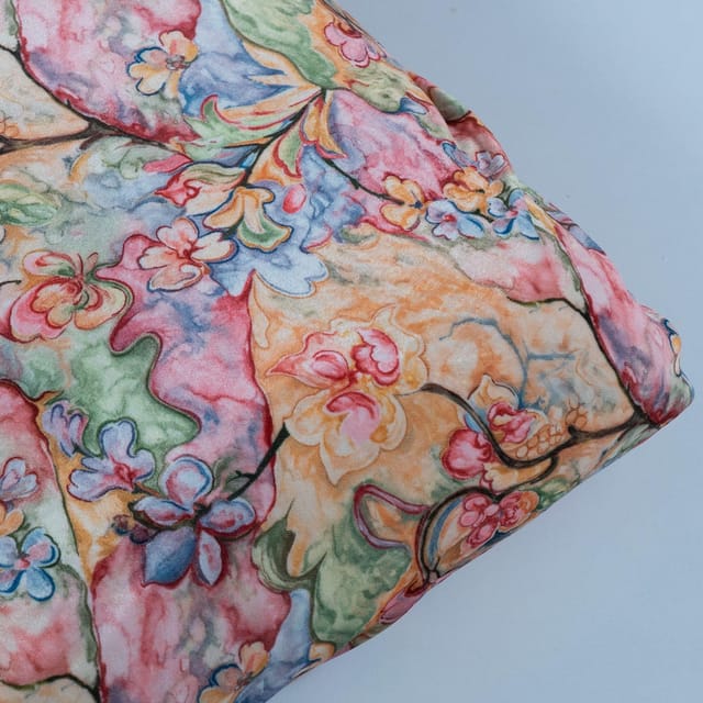 Multi Colour Velvet Digital Printed Fabric