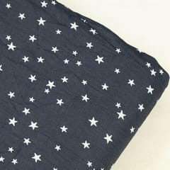 Blue Colour Denim Star Printed Fabric