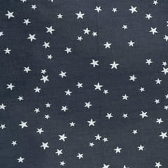 Blue Colour Denim Star Printed Fabric