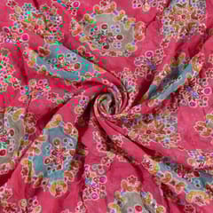 Gajree Colour Georgette Print With Embroidered Fabric