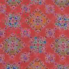 Orange Colour Georgette Print With Embroidered Fabric