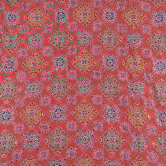 Orange Colour Georgette Print With Embroidered Fabric