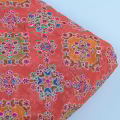 Orange Colour Georgette Print With Embroidered Fabric