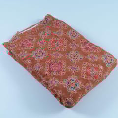 Brown Colour Georgette Print With Embroidered Fabric