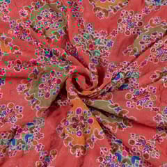 Orange Colour Georgette Print With Embroidered Fabric