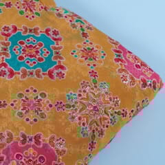 Yellow Colour Georgette Print With Embroidered Fabric