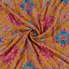 Yellow Colour Georgette Print With Embroidered Fabric