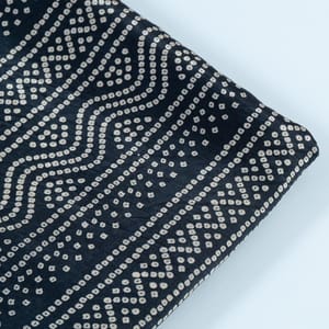 Black Colour Mashru Silk Ajrakh Printed Fabric