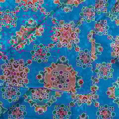 Firozi Colour Georgette Print With Embroidered Fabric